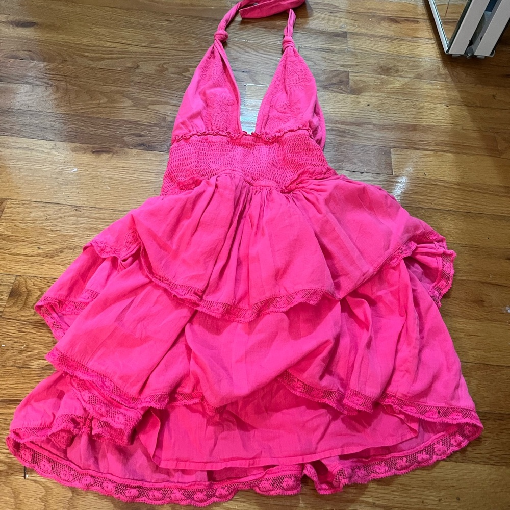 Hot pink love shack fancy halter dress